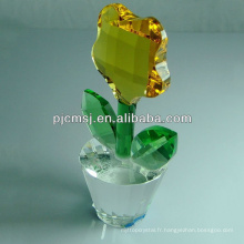 Bonne qualité bien vendre Délicate petite fleur de cristal jaune qui est vif